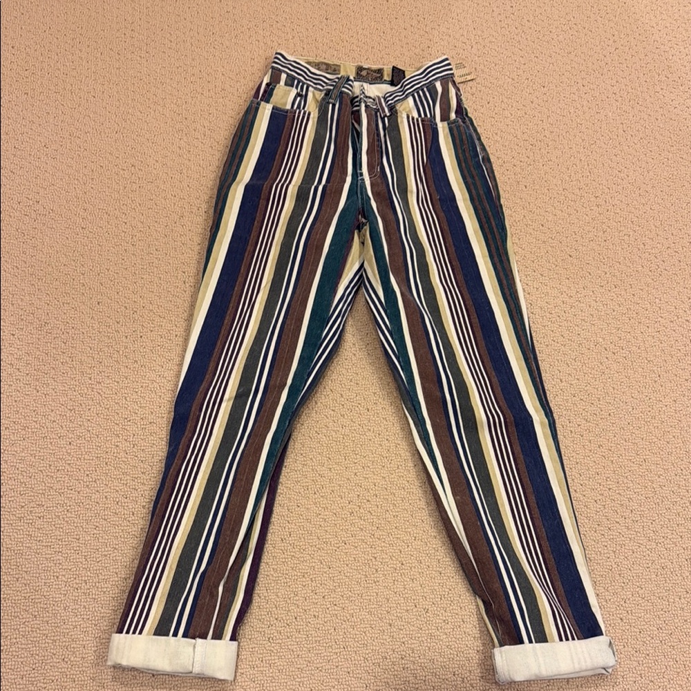 Vintage Express Multicolor Striped Straight Leg Jeans
